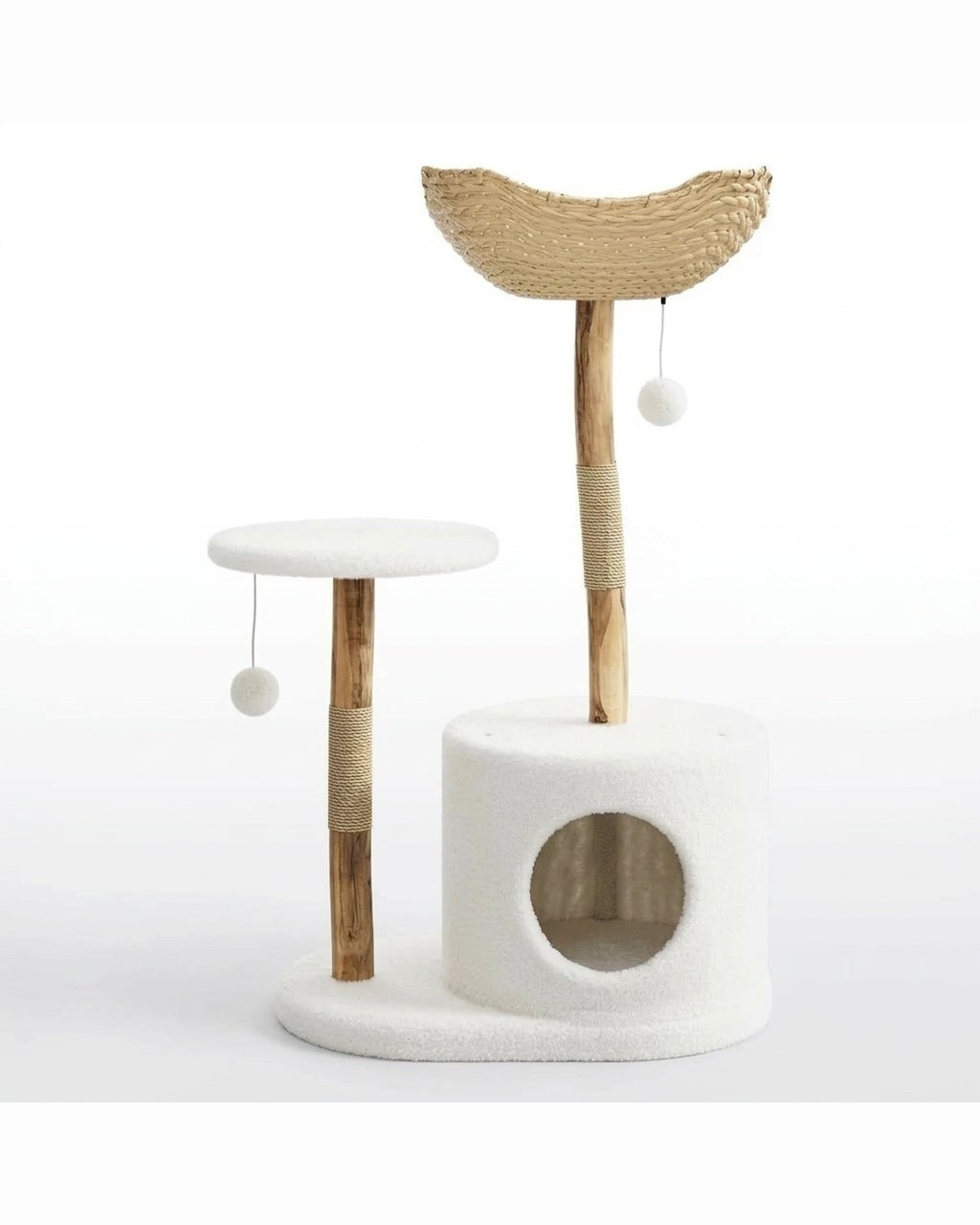arbre à chat bohème design 117 cm en bois naturel