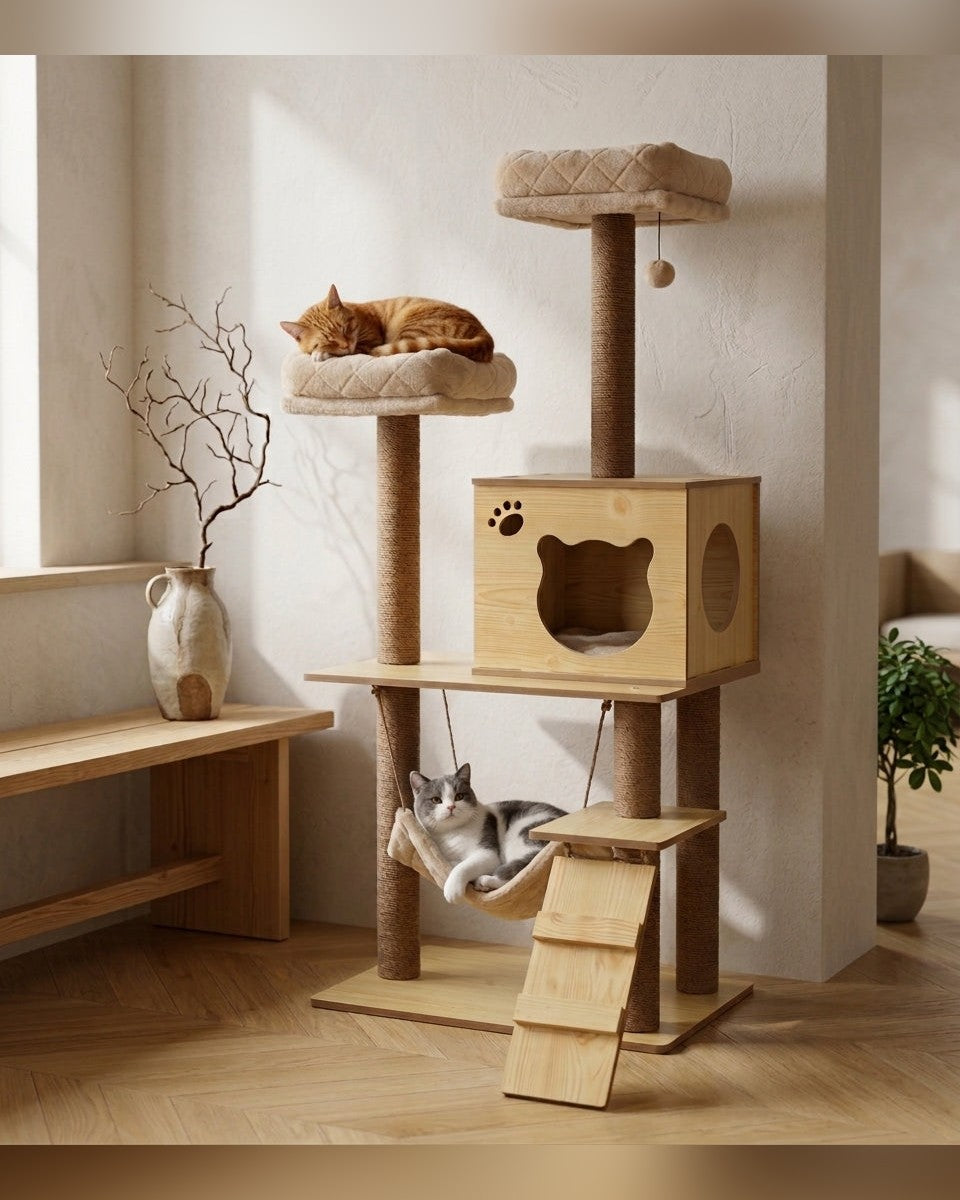 arbre à chat design 130 cm en sisal naturel