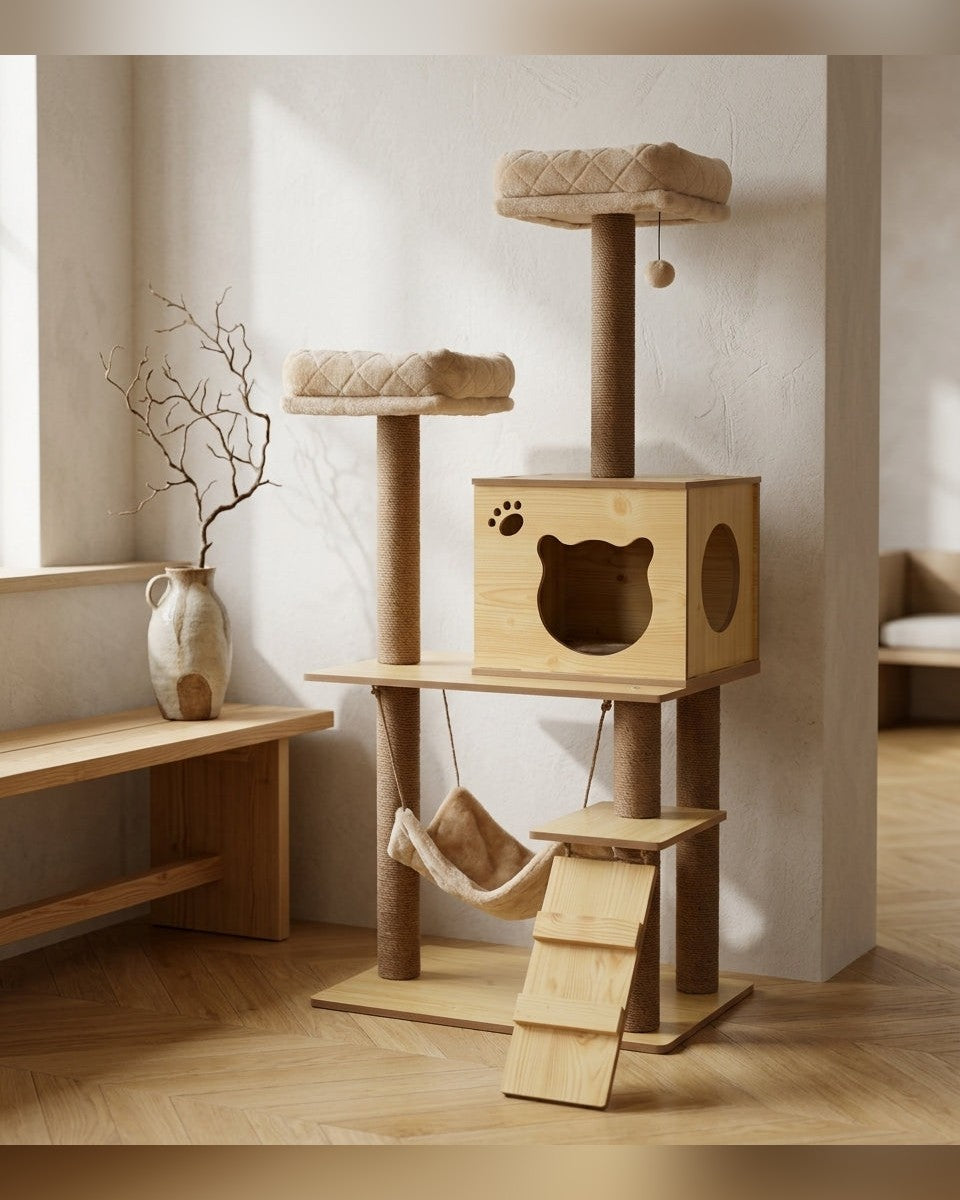 arbre à chat design 130 cm en sisal naturel