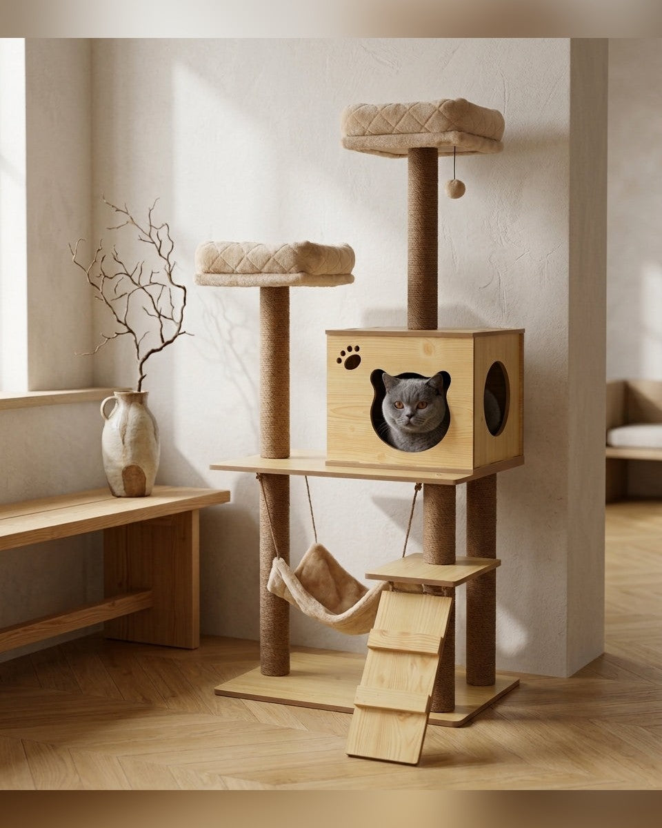 arbre à chat design 130 cm en sisal naturel