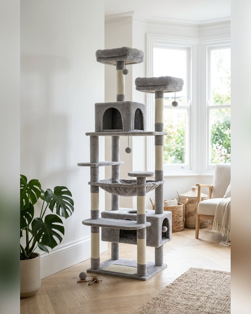Arbre à Chat Géant XXL — Grand Confort avec Niche & Hamac
