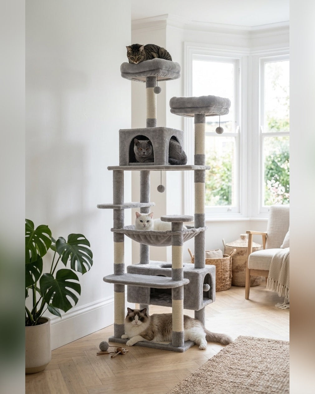 Arbre à Chat Géant XXL — Grand Confort avec Niche & Hamac