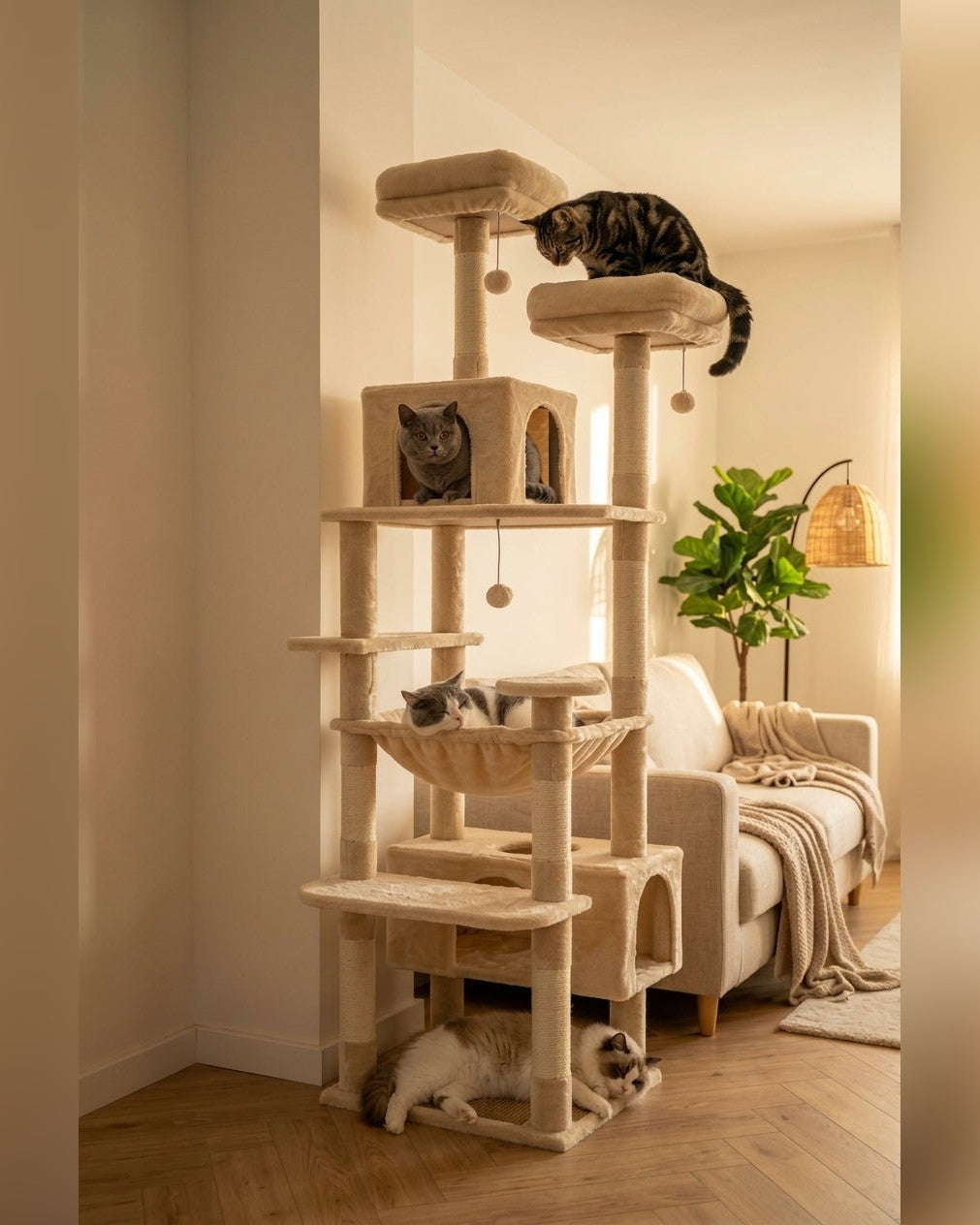 Arbre à Chat Géant XXL — Grand Confort avec Niche & Hamac