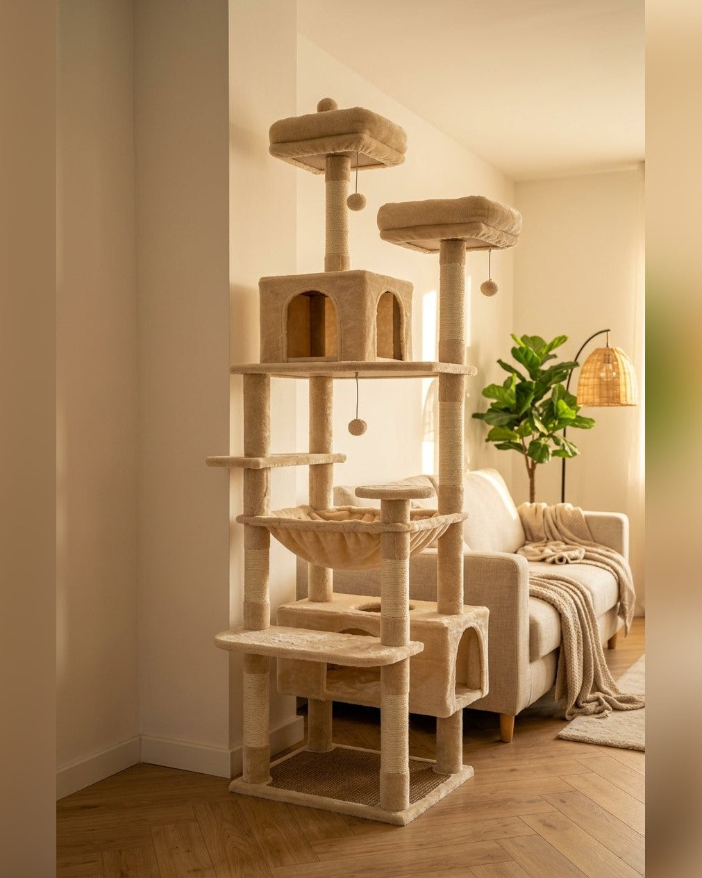 Arbre à Chat Géant XXL — Grand Confort avec Niche & Hamac