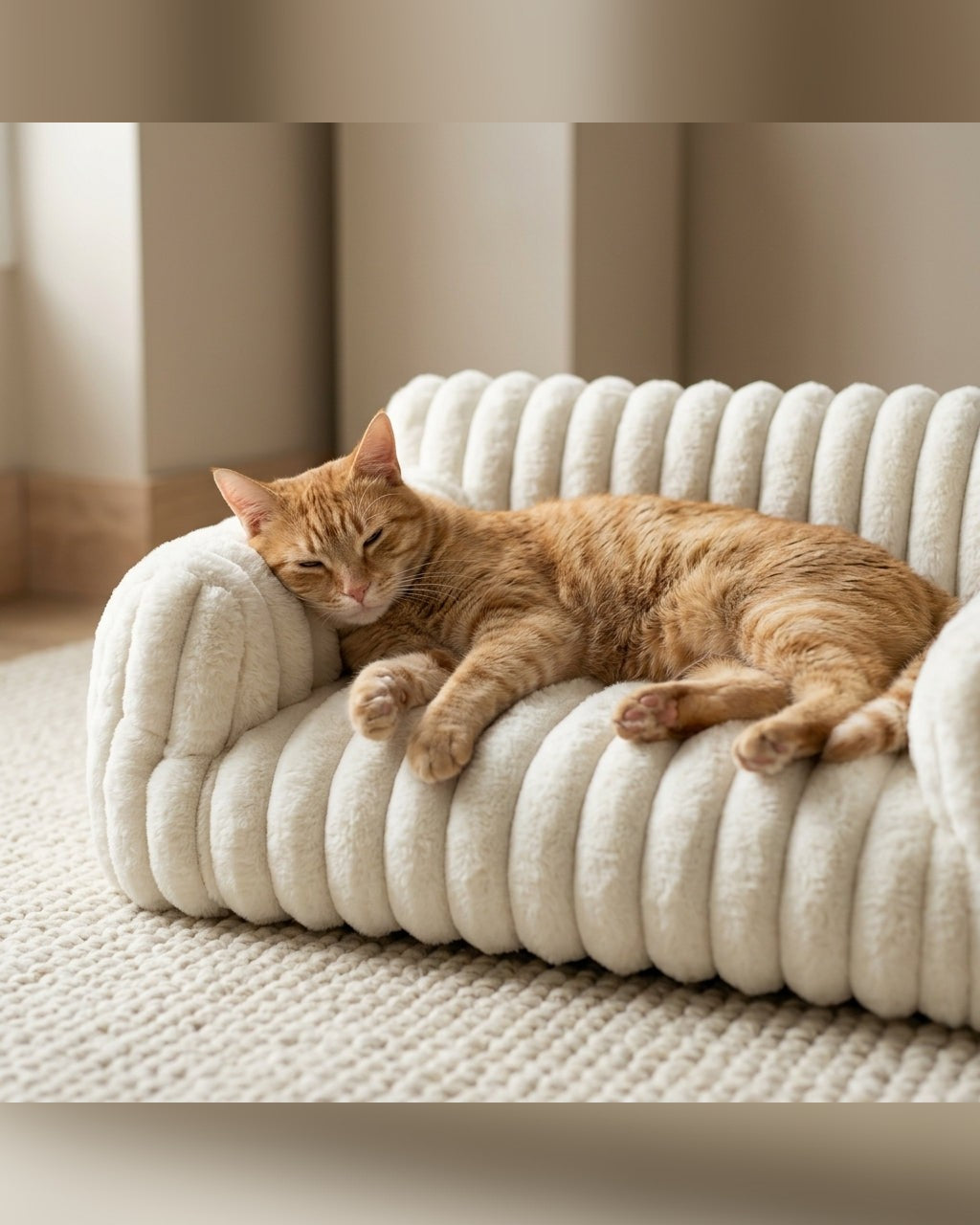 canapé pour chat à dossier en tissu côtelé, 3 tailles