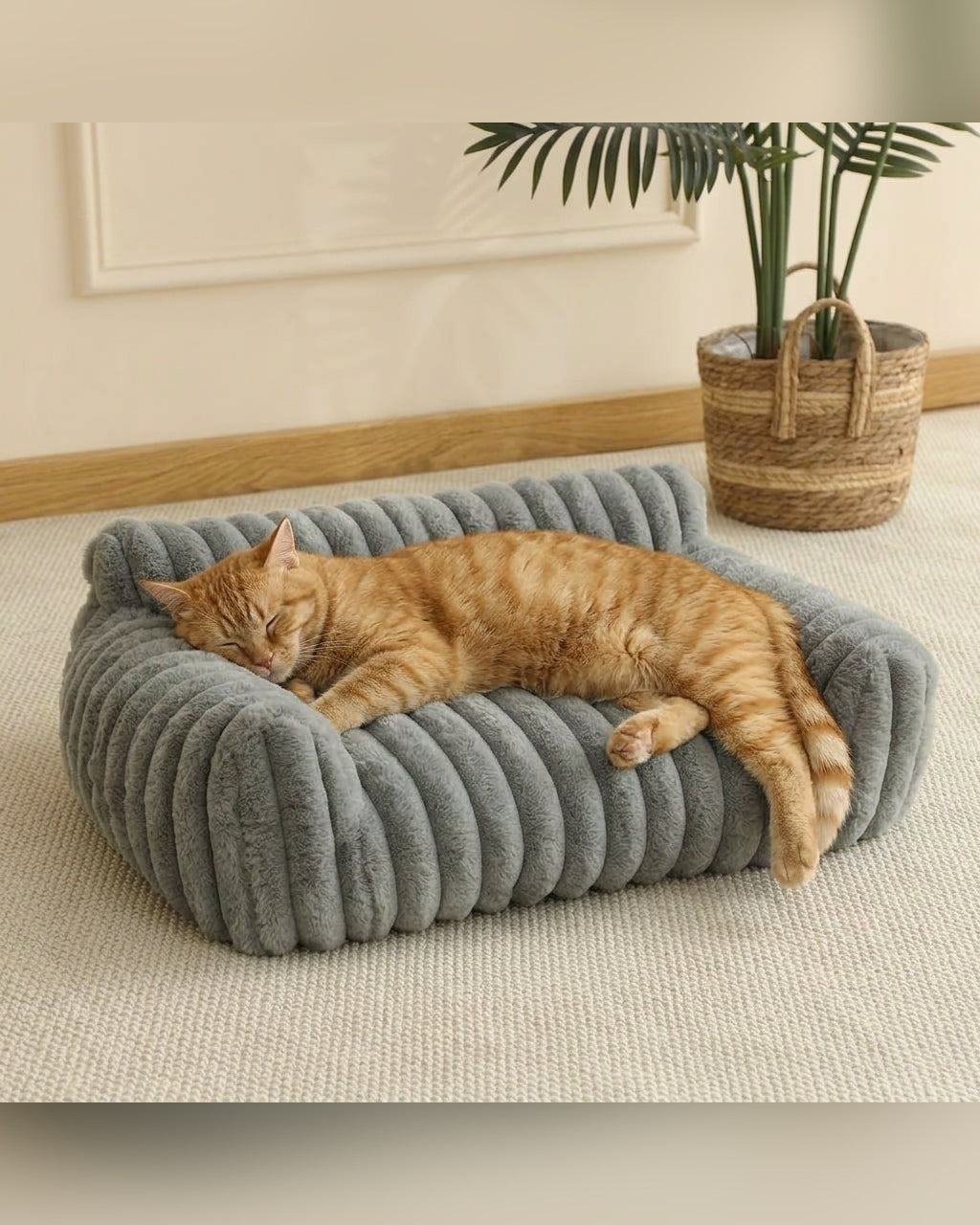 canapé pour chat à dossier en tissu côtelé, 3 tailles