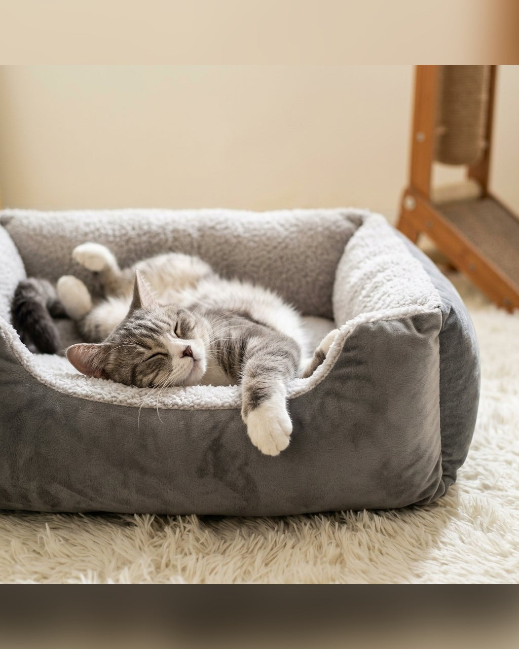 couchage canapé pour chat en peluche, 5 tailles