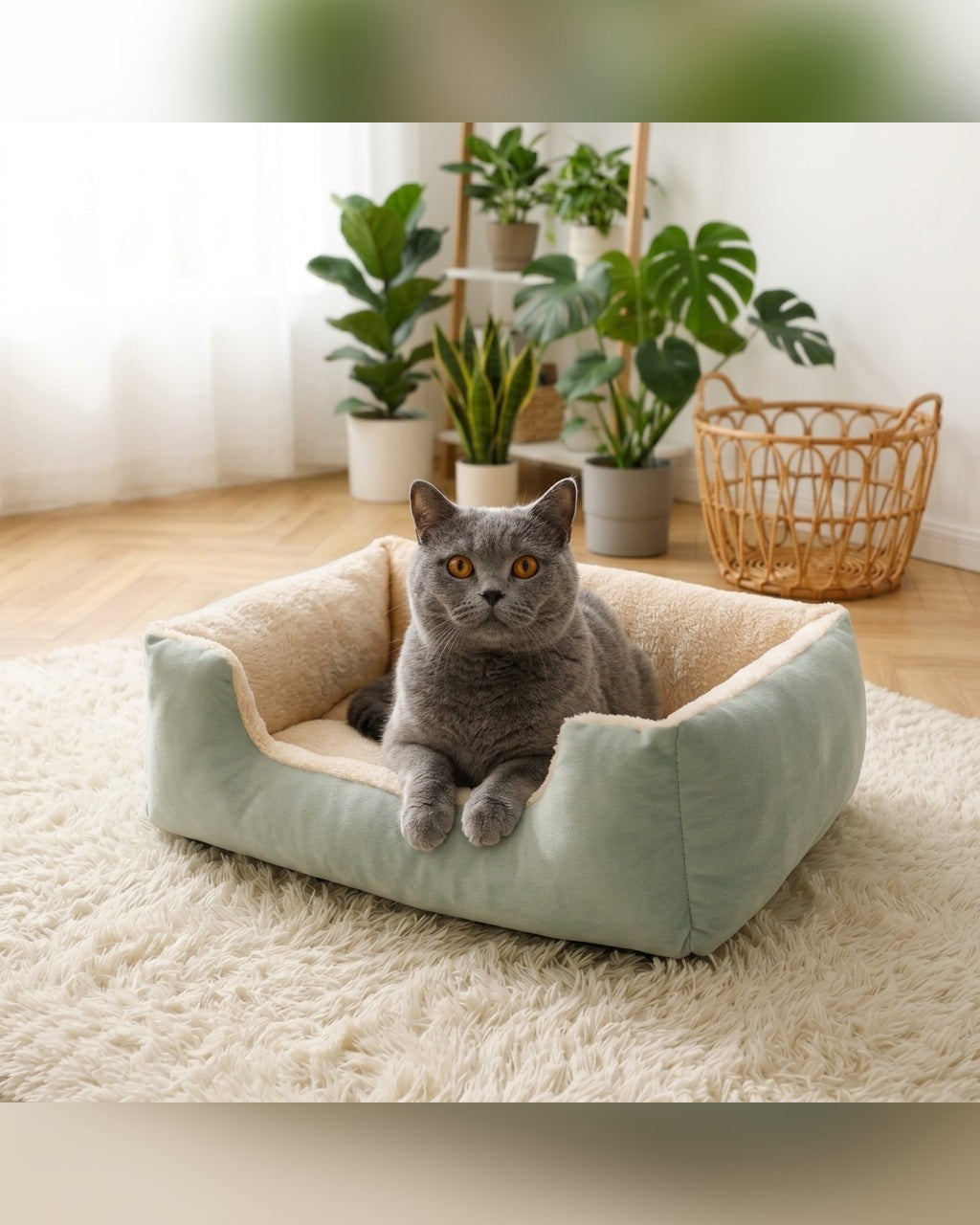 couchage canapé pour chat en peluche, 5 tailles