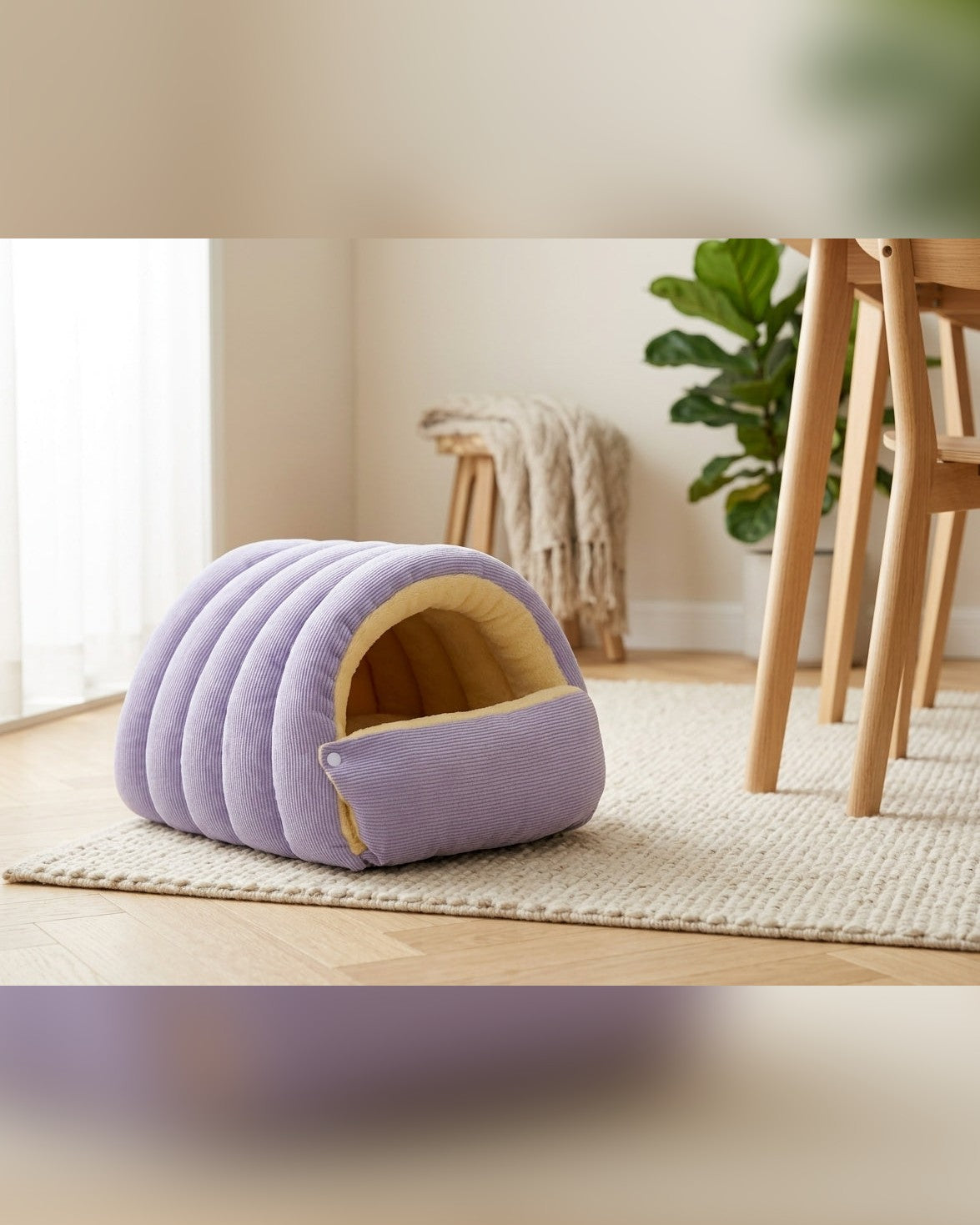 maison couchage fermée pour chat en velours côtelé